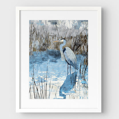 Great Blue Heron Watercolor Print