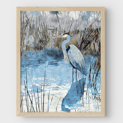 Great Blue Heron Watercolor Print