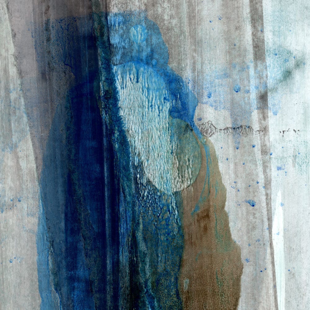 Blue and Brown Minimalist Abstract Watercolor Painting Print