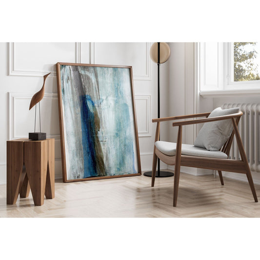 Blue and Brown Minimalist Abstract Watercolor Painting Print