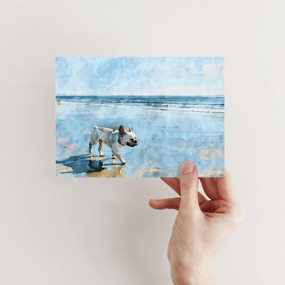 Cream French Bulldog Beach Note Card