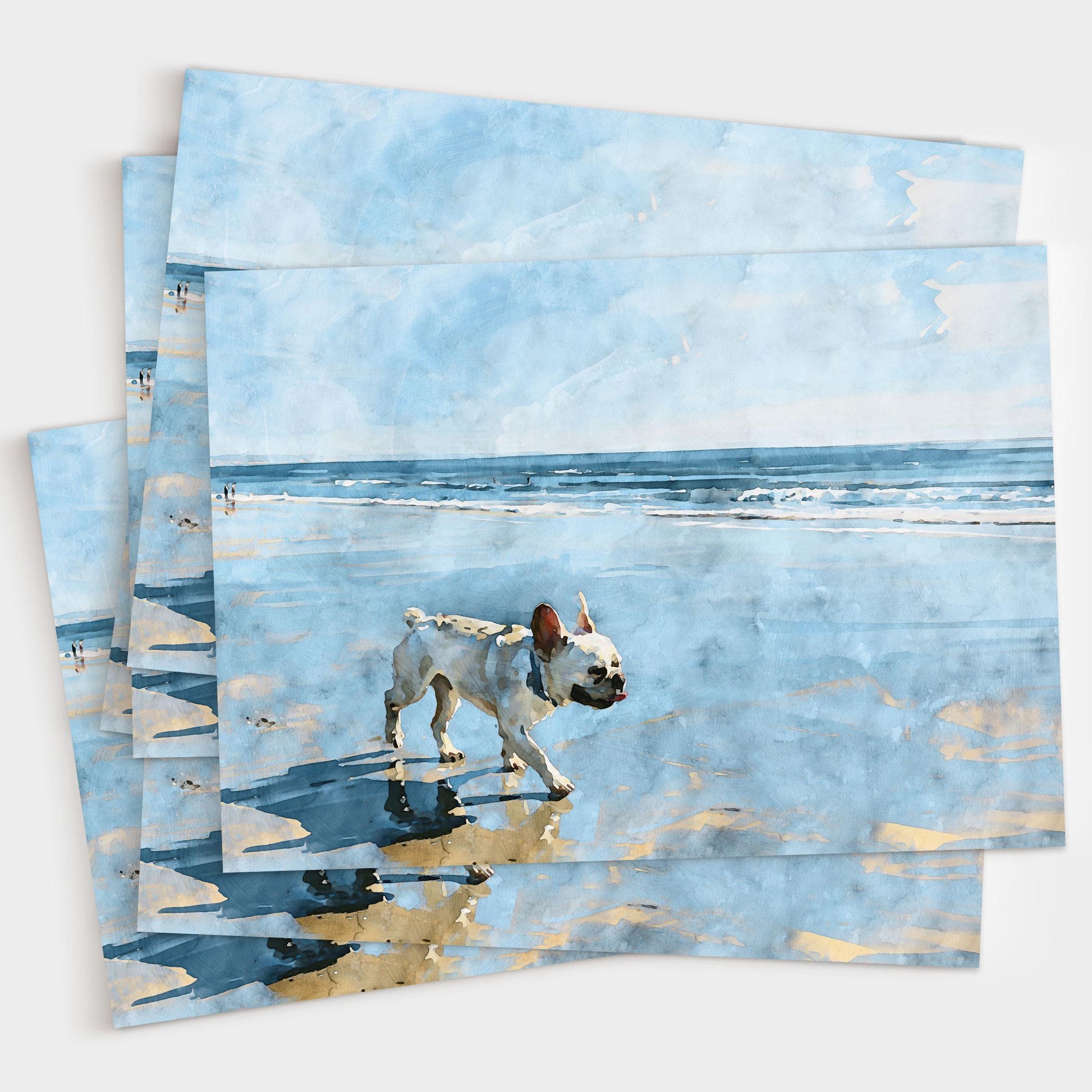 Cream French Bulldog Beach Note Card