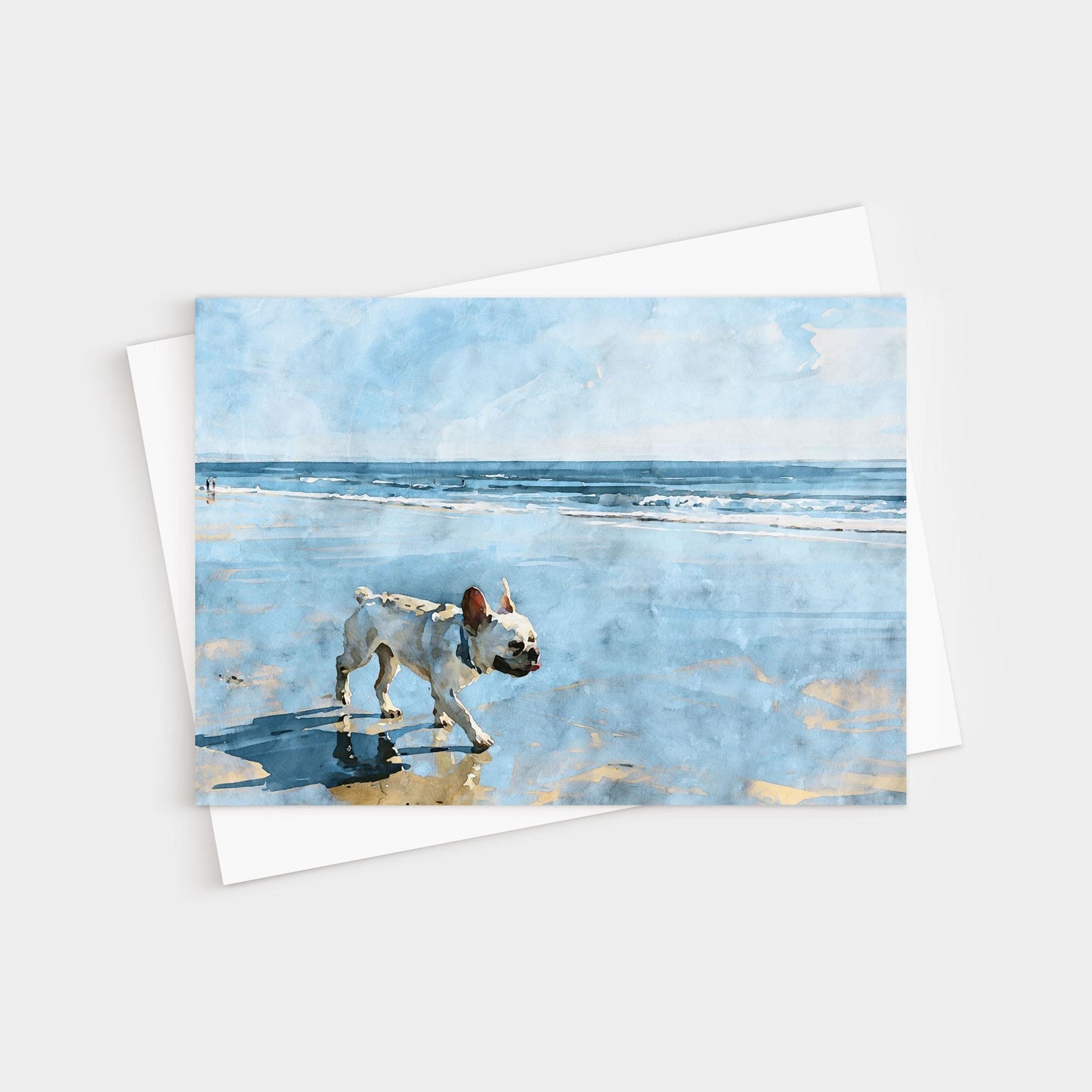 Cream French Bulldog Beach Note Card