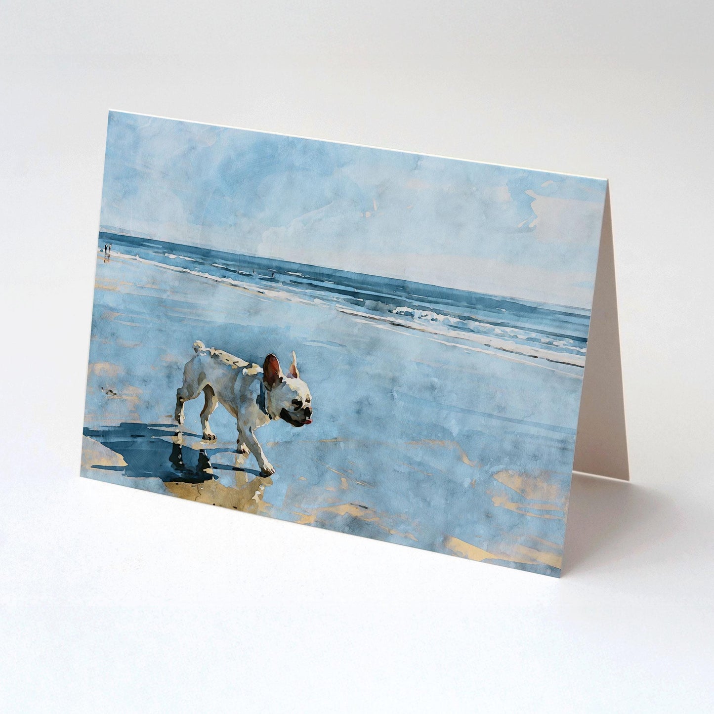 Cream French Bulldog Beach Note Card