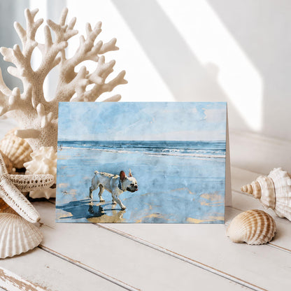 Cream French Bulldog Beach Note Card