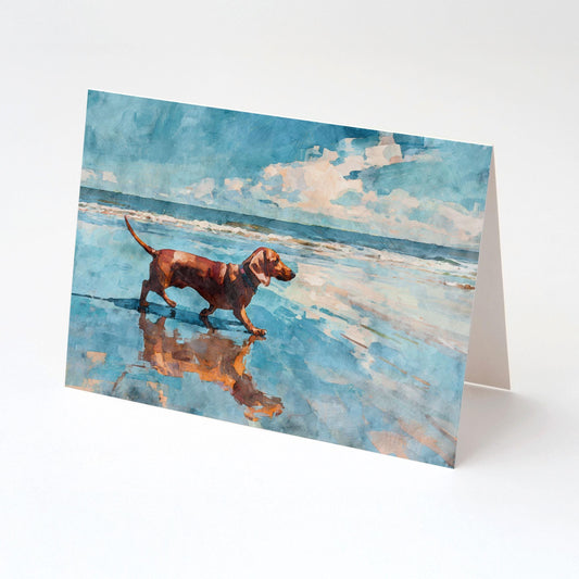 Dachshund on a Beach Horizontal Note Card