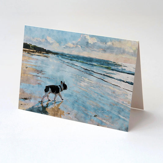 Pied French Bulldog Beach Note Card